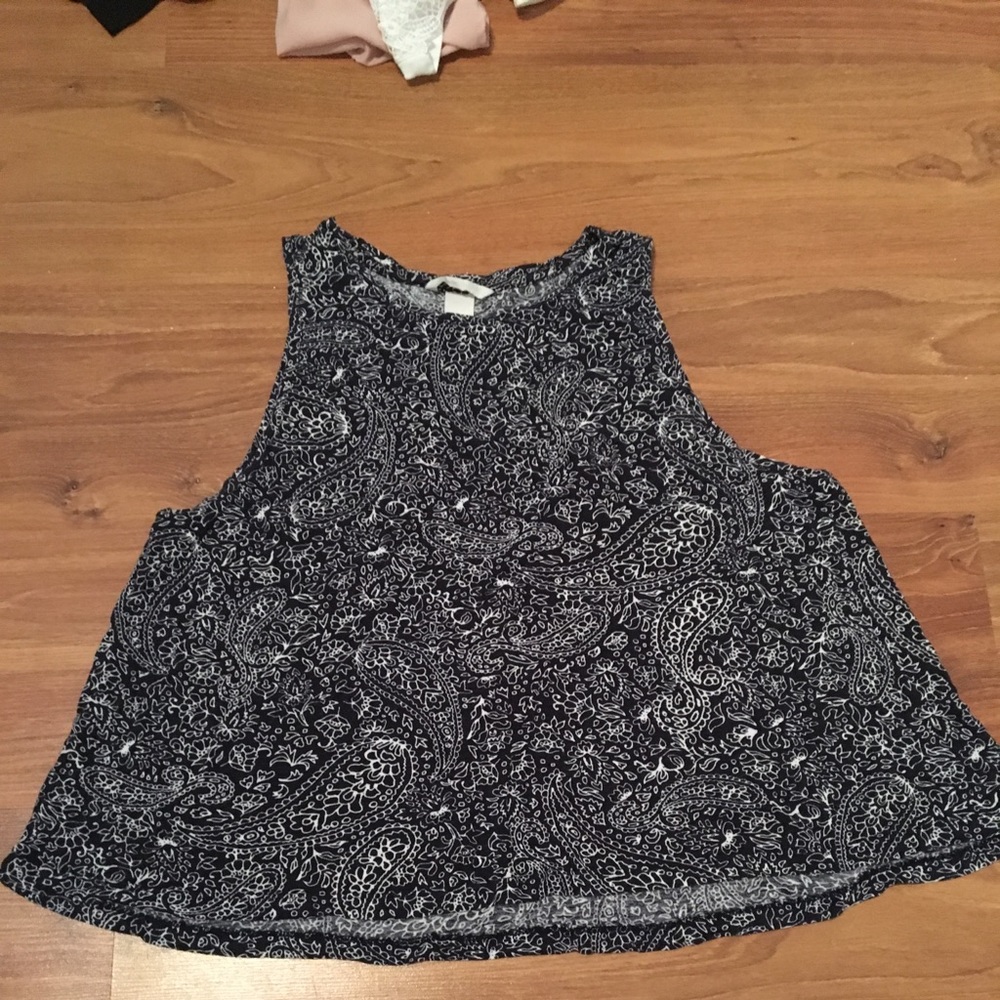 Paisley print navy blue tank top